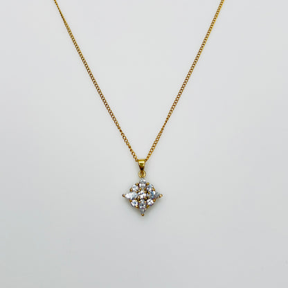 Vintage vermeil crystal star pendant necklace 1980s gold tone chain