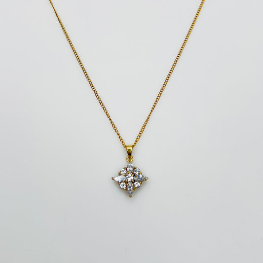 Vintage vermeil crystal star pendant necklace 1980s gold tone chain