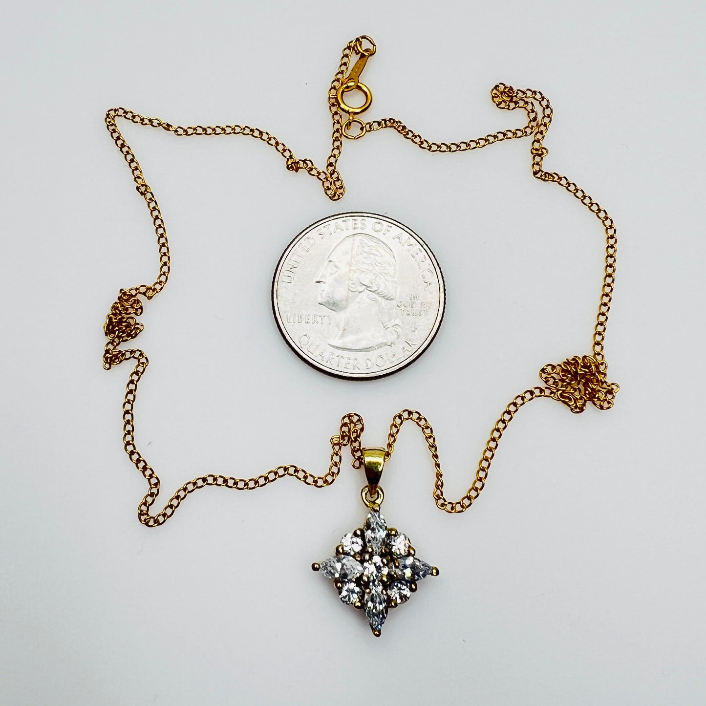 Vintage vermeil crystal star pendant necklace 1980s gold tone chain