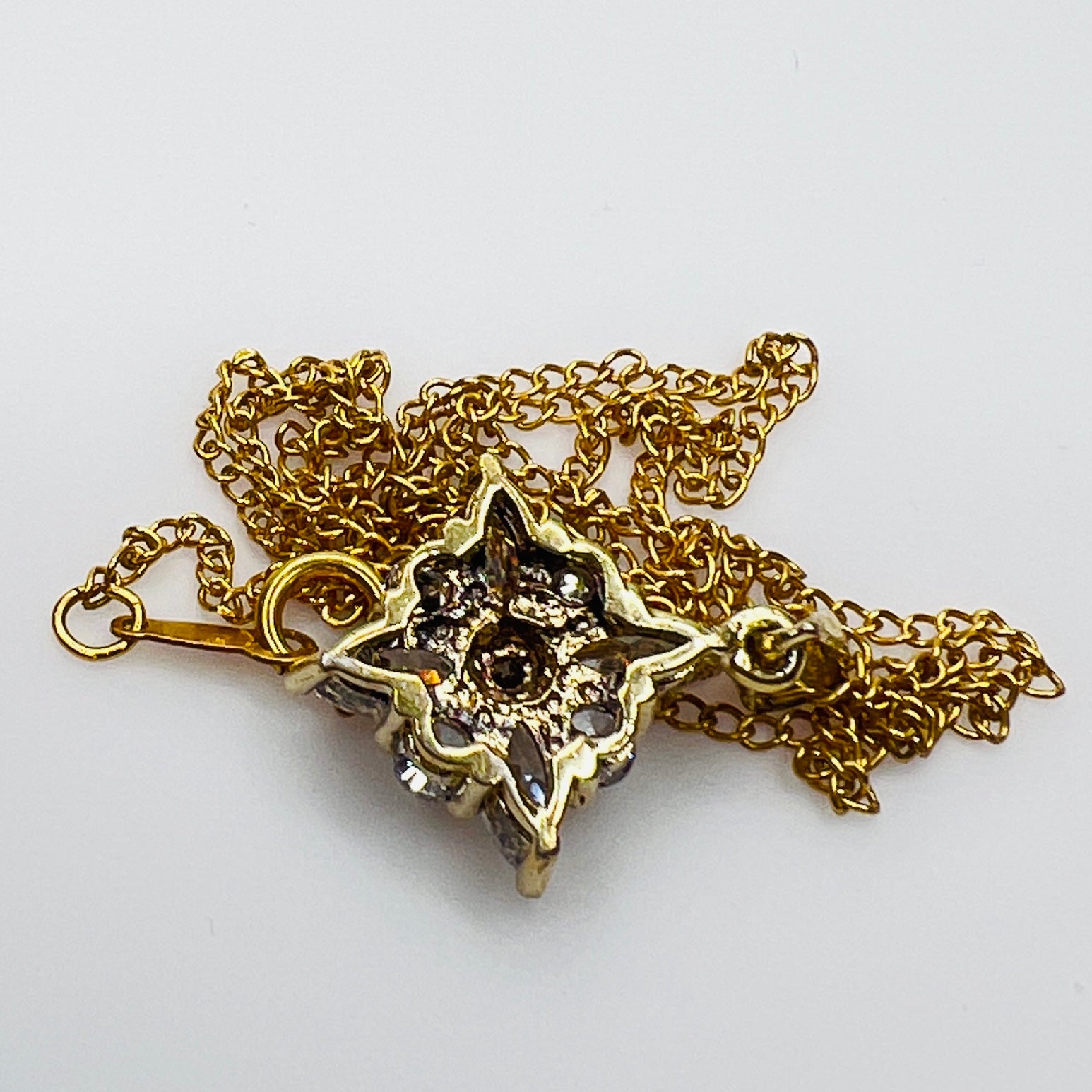 Back of sterling 925 crystal star pendant vintage necklace