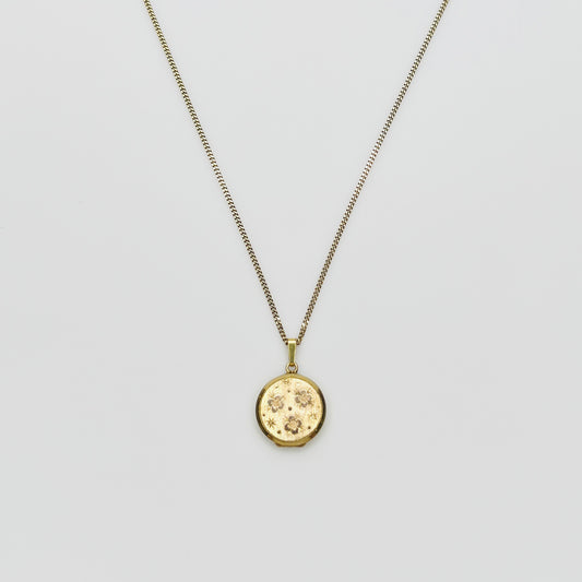 Vintage gold plated sterling silver floral locket necklace on 18 inch Italian chain