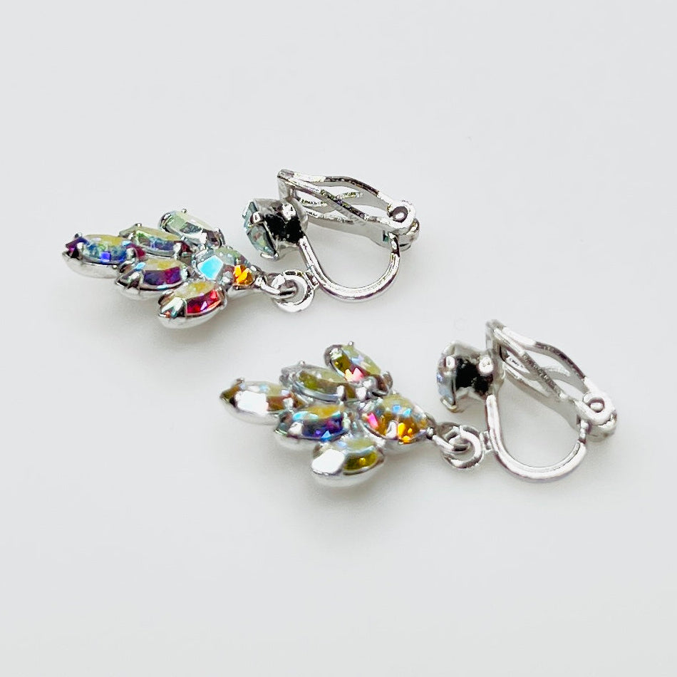 Silver tone B. David rhinestone earrings with sparkle