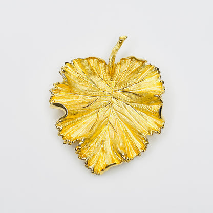 Vintage signed BSK gold tone leaf brooch