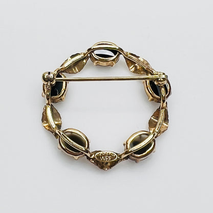 Back of WRE signed 12K gold filled brooch with rollover clasp