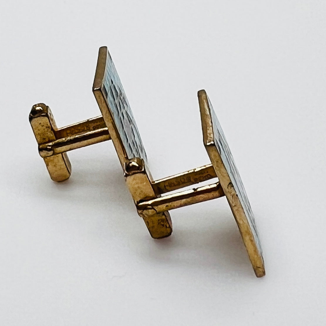 Side view vintage Anson cufflinks gold tone swivel back