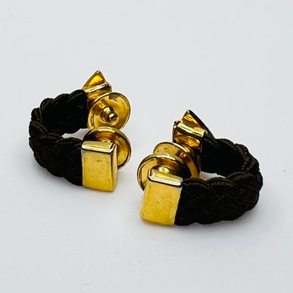 Back view snap closure vintage cufflinks gold tone
