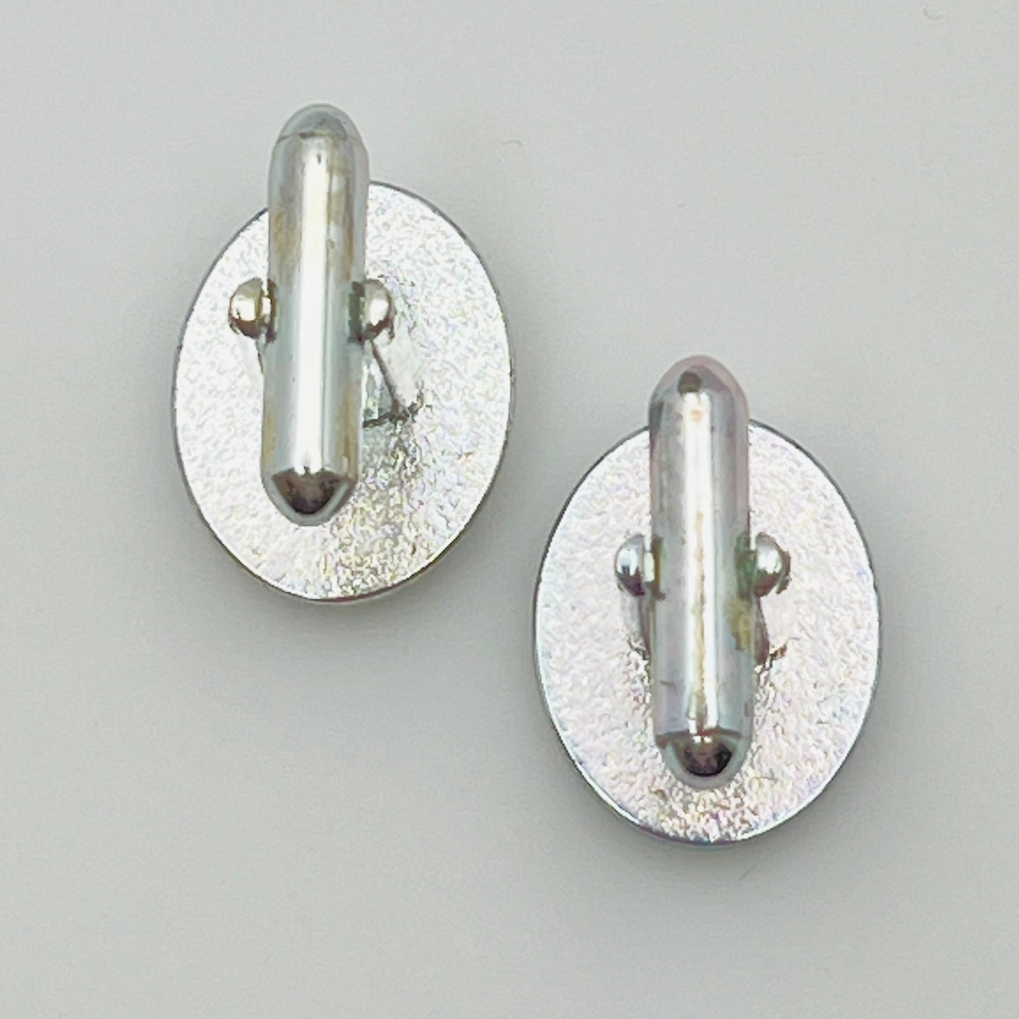 Vintage silver oval cufflinks with black resin center