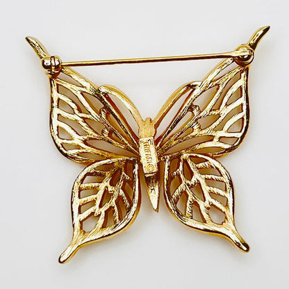 Signed Crown Trifari butterfly costume jewelry brooch