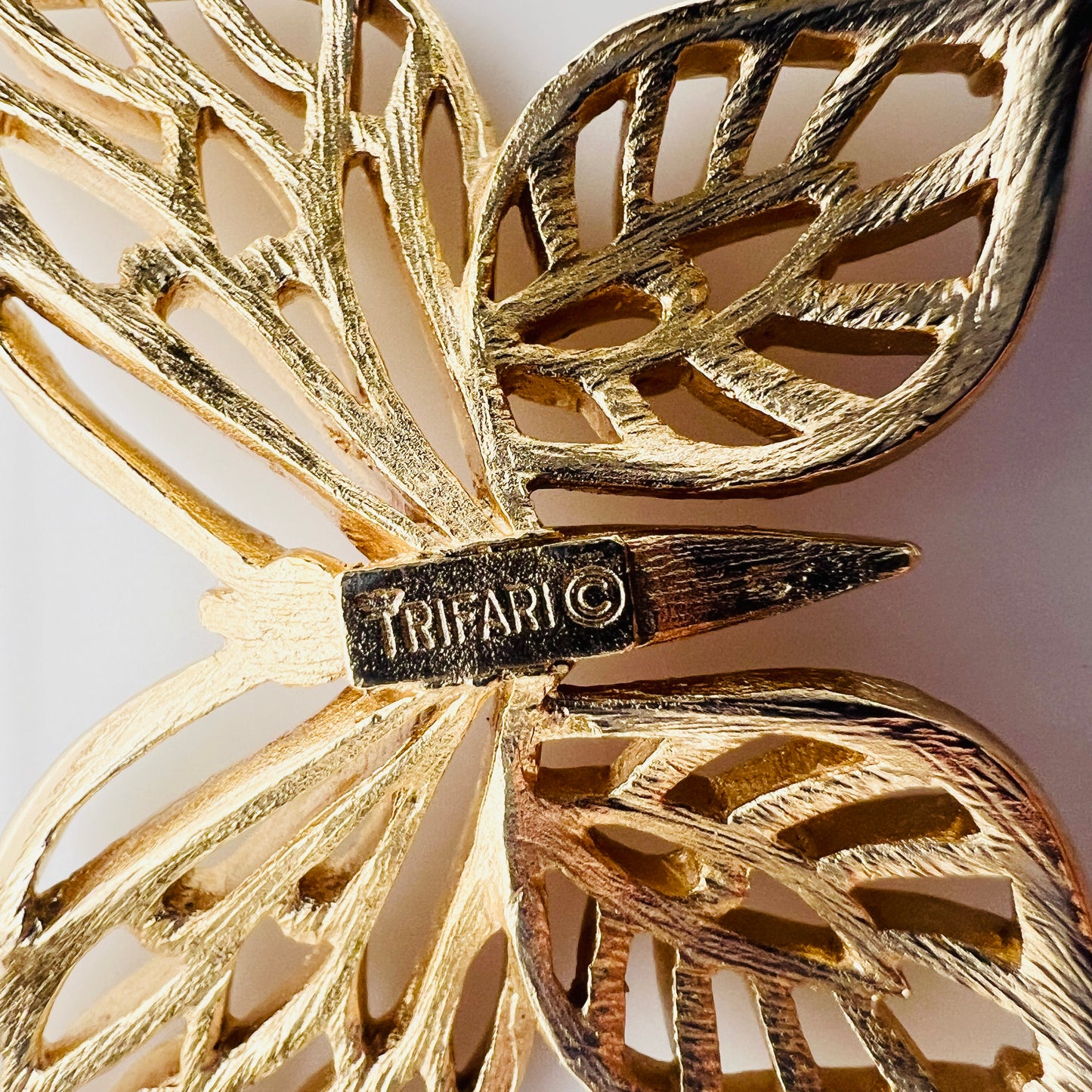 Signed Crown Trifari butterfly costume jewelry brooch