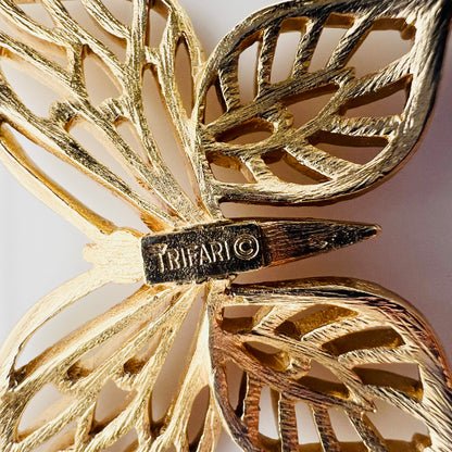 Signed Crown Trifari butterfly costume jewelry brooch
