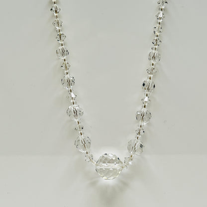 Vintage crystal graduated bead necklace with cut faceted beads
