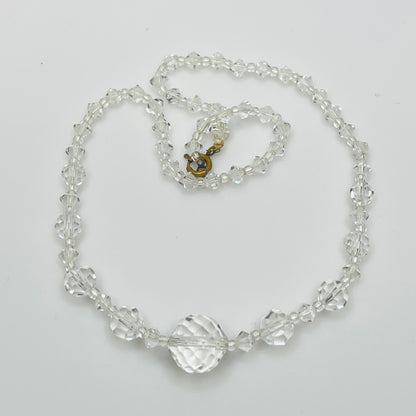 Vintage crystal graduated bead necklace with cut faceted beads