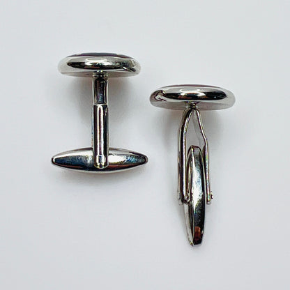 Gear shift pattern cufflinks with toggle backs silver tone metal