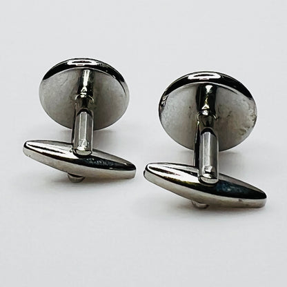 Back view silver tone cufflinks swivel toggle closure
