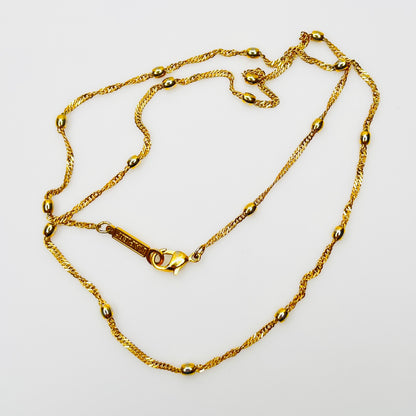 Vintage necklace set with marbled green glass heart pendant and signed Napier gold rope chain