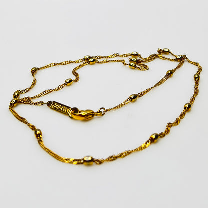 Vintage necklace set with marbled green glass heart pendant and signed Napier gold rope chain