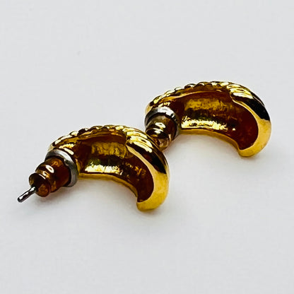 crescent moon stud earrings in polished gold finish