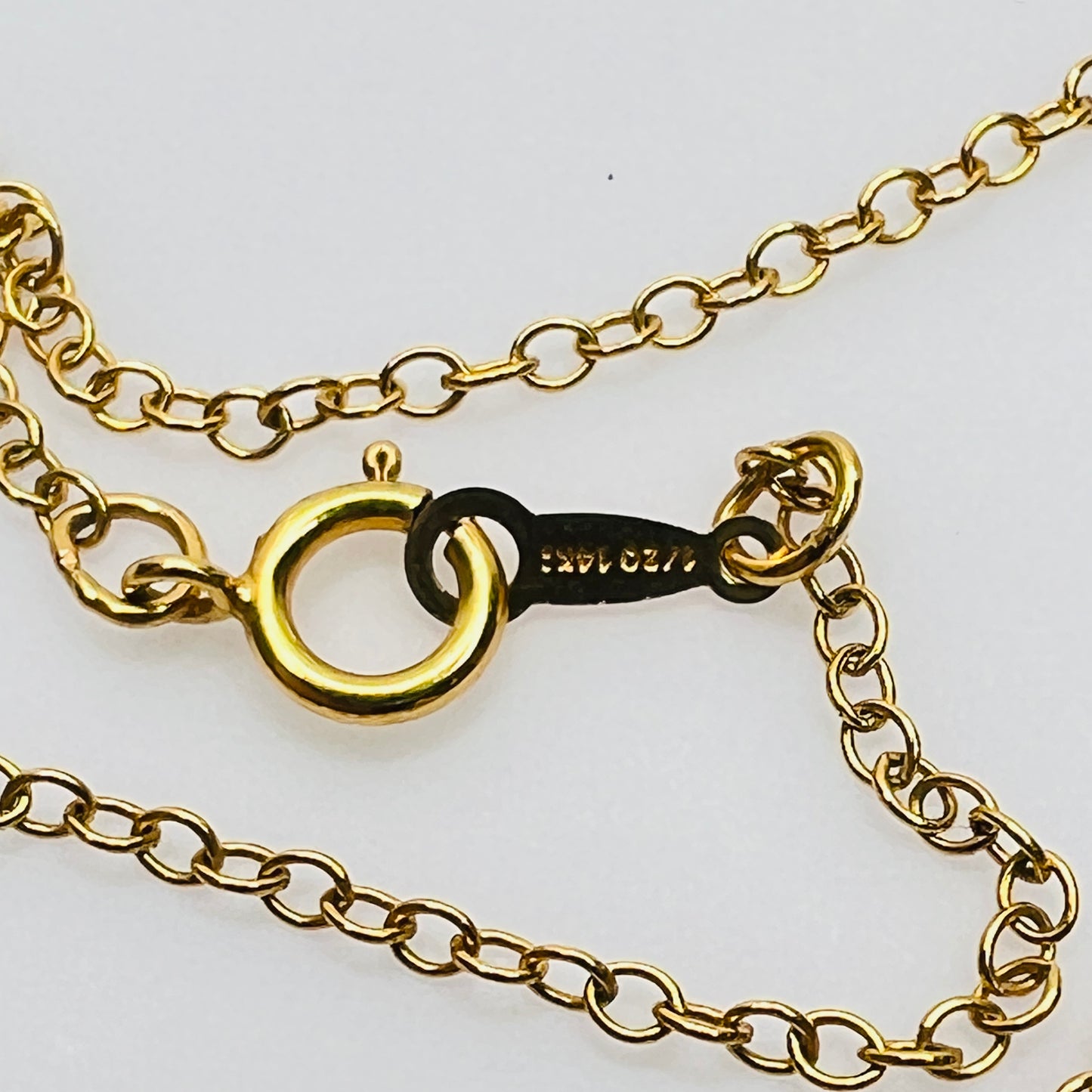 Gold filled chain clasp marked 14K spring ring detail