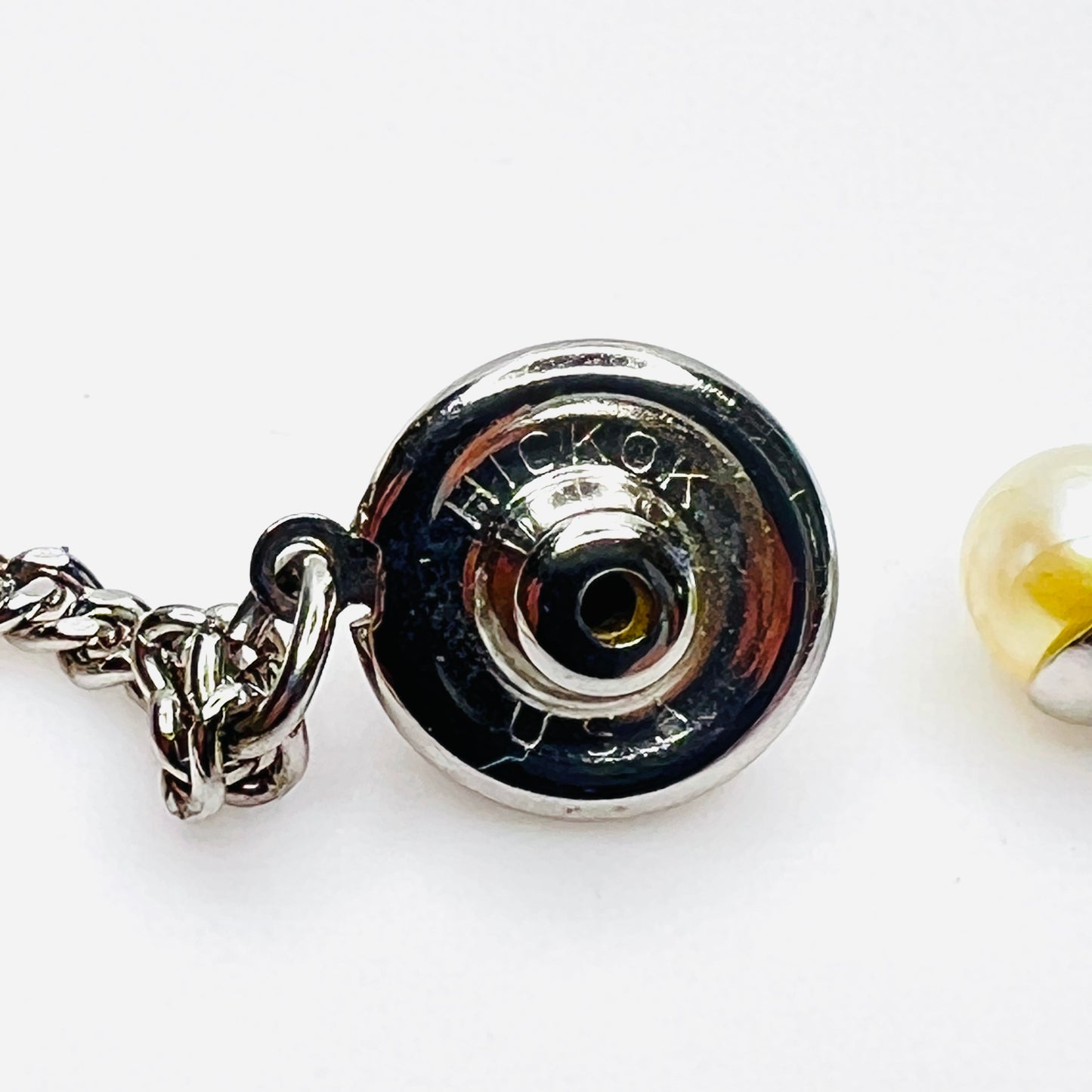 Hickok USA hallmark on vintage genuine pearl tie tack clasp