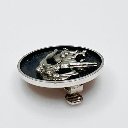 Side view vintage Hickok tie clip showing profile and depth