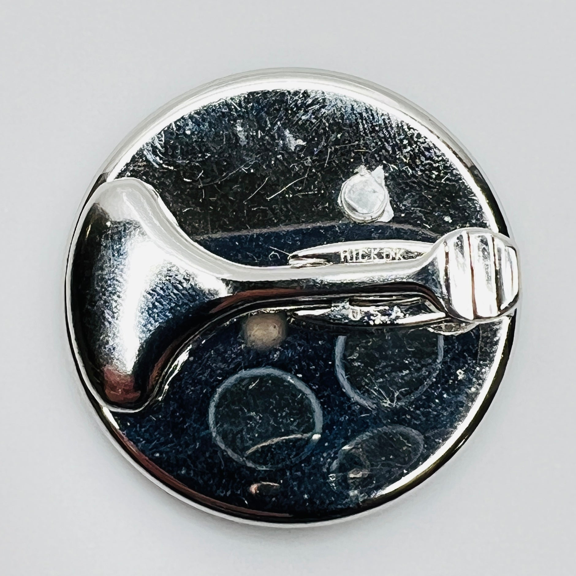 Back view signed Hickok USA tie clip silver tone metal