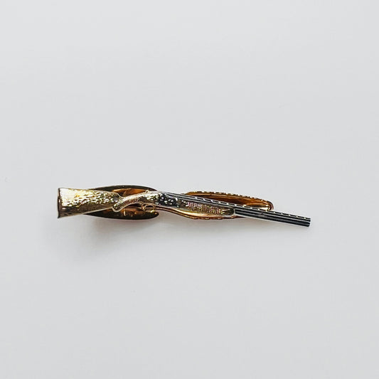 Vintage Hickok shotgun tie clip in gold and silver tone