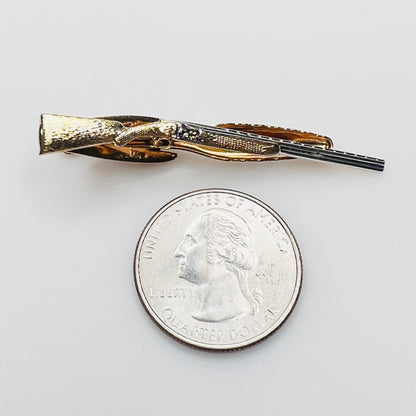Vintage Hickok shotgun tie clip in gold and silver tone