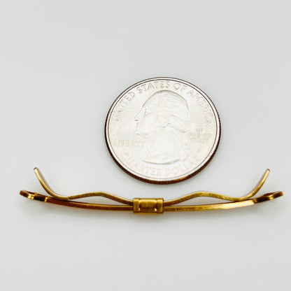 1950s gold tone collar bar with quarter for scale