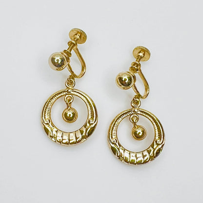 Vintage Marino gold tone screw back dangle earrings