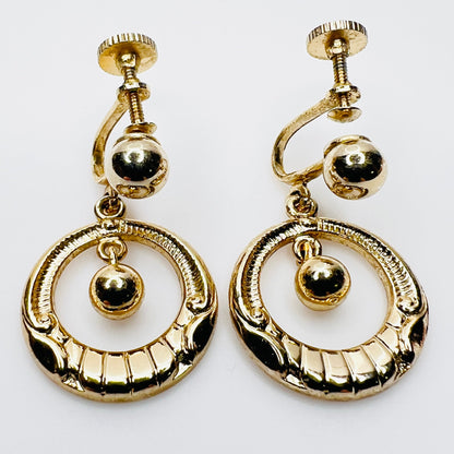 Vintage Marino gold tone screw back dangle earrings