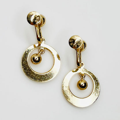 Signed Marino vintage gold tone earrings detail view
