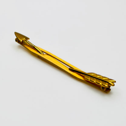 Mid Century gold arrow tie clip with shirt attachment