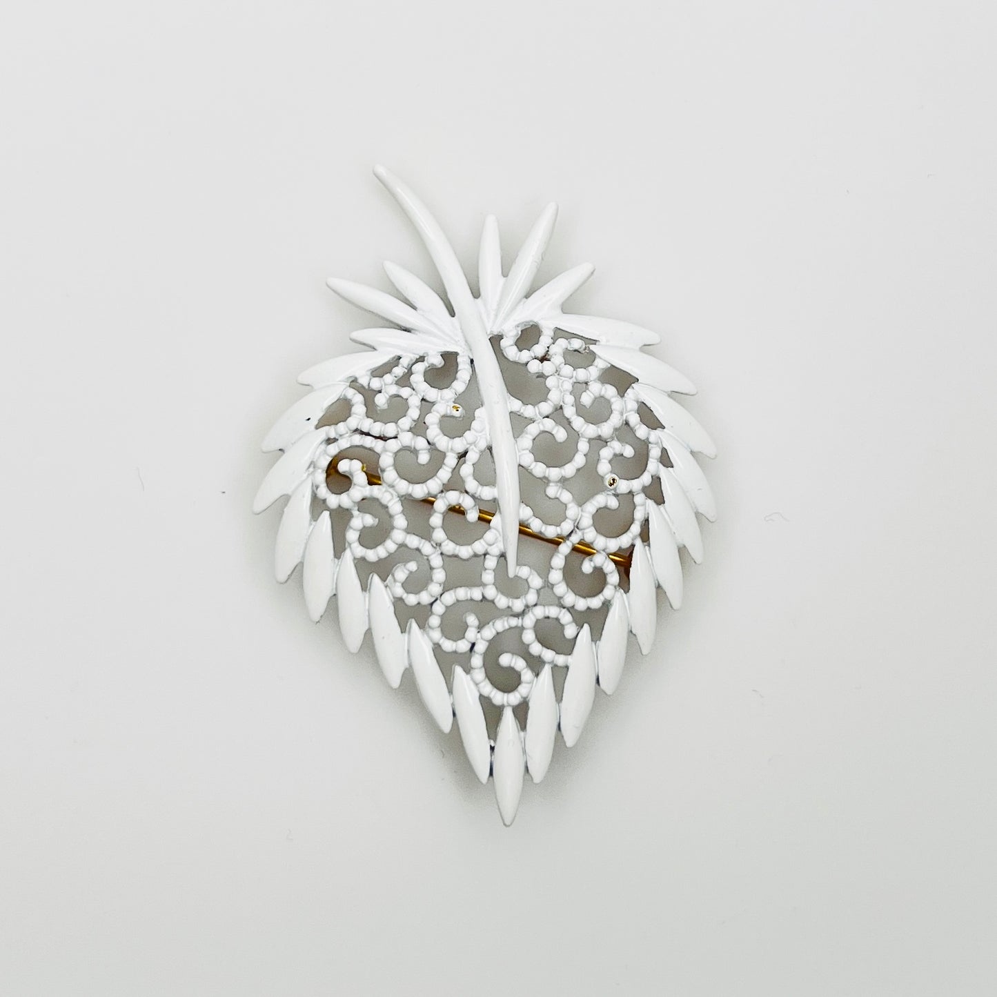 Vintage Monet white enamel strawberry brooch