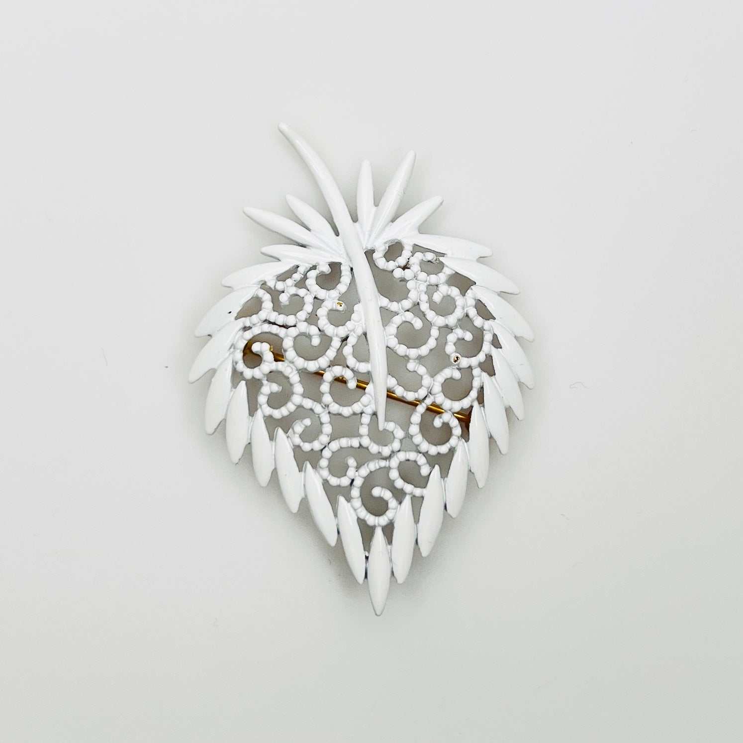 Vintage Monet white enamel strawberry brooch