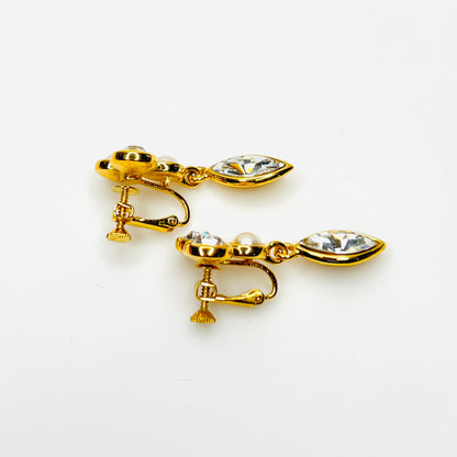 Side view of vintage Napier adjustable clip-on rhinestone earrings