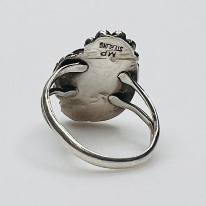 Back view of signed sterling silver Navajo ring