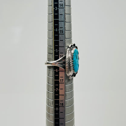 Size 5.75 Native American turquoise ring on mandrel