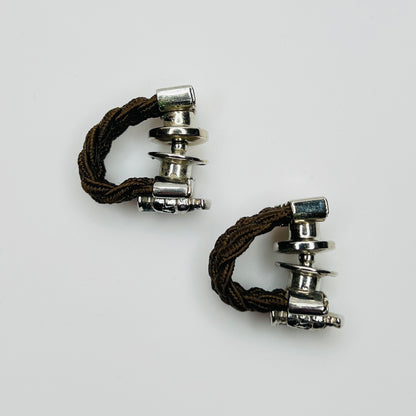 Side view wraparound cufflinks snap closure detail