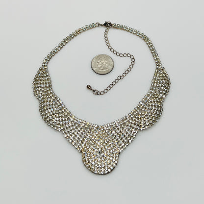 Bridal rhinestone collar necklace with adjustable extender