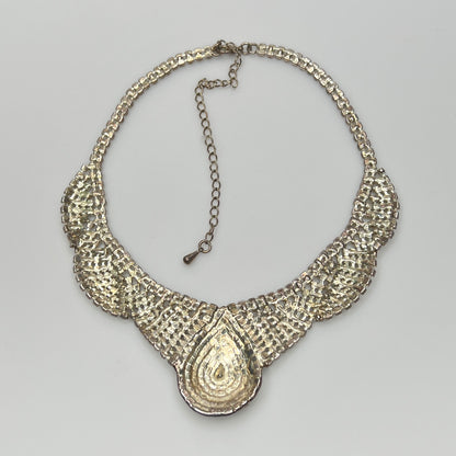 Clear rhinestone statement necklace with fan drape design
