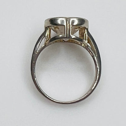 Side profile of vintage sterling silver heart ring