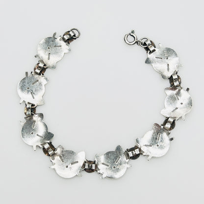 Sterling Silver Cat Link Bracelet – 1980s – Artisan Feline Design
