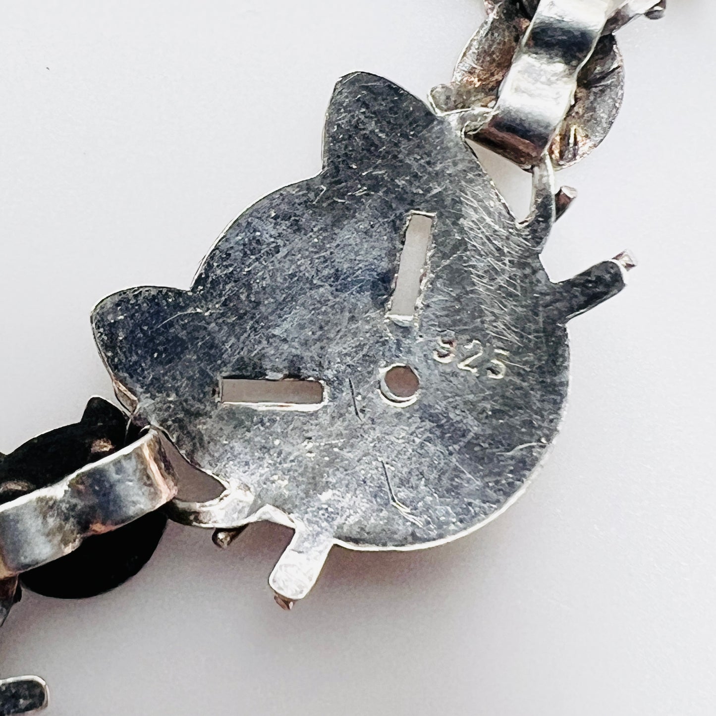 Sterling Silver Cat Link Bracelet – 1980s – Artisan Feline Design