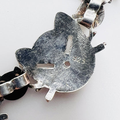 Sterling Silver Cat Link Bracelet – 1980s – Artisan Feline Design