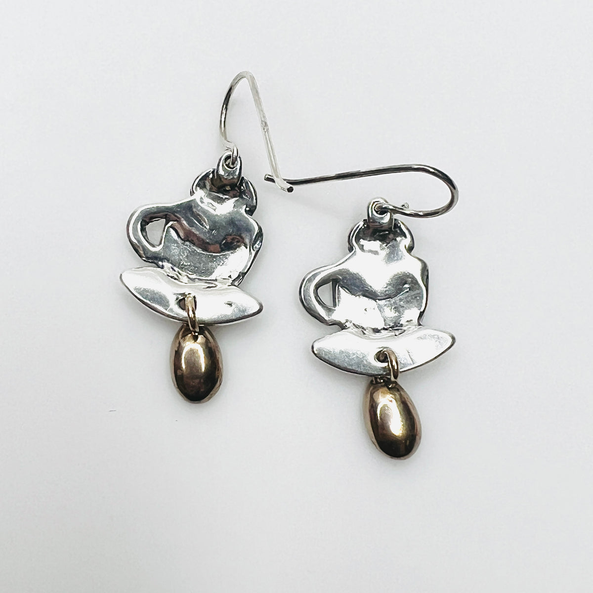 Reverse of vintage coffee cup earring 