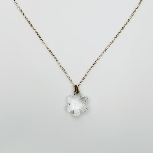 Sterling silver chain with clear crystal snowflake pendant necklace