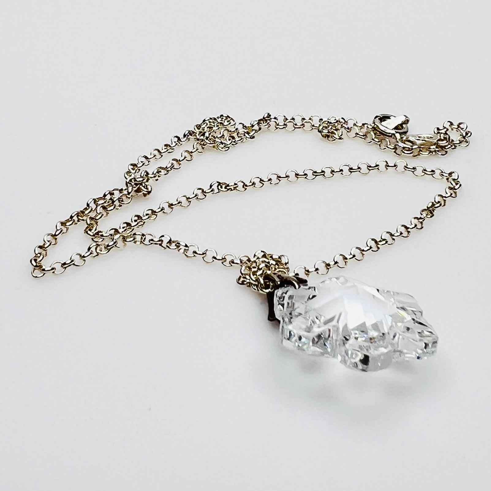 Sterling silver chain with clear crystal snowflake pendant necklace