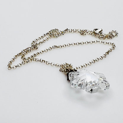 Sterling silver chain with clear crystal snowflake pendant necklace