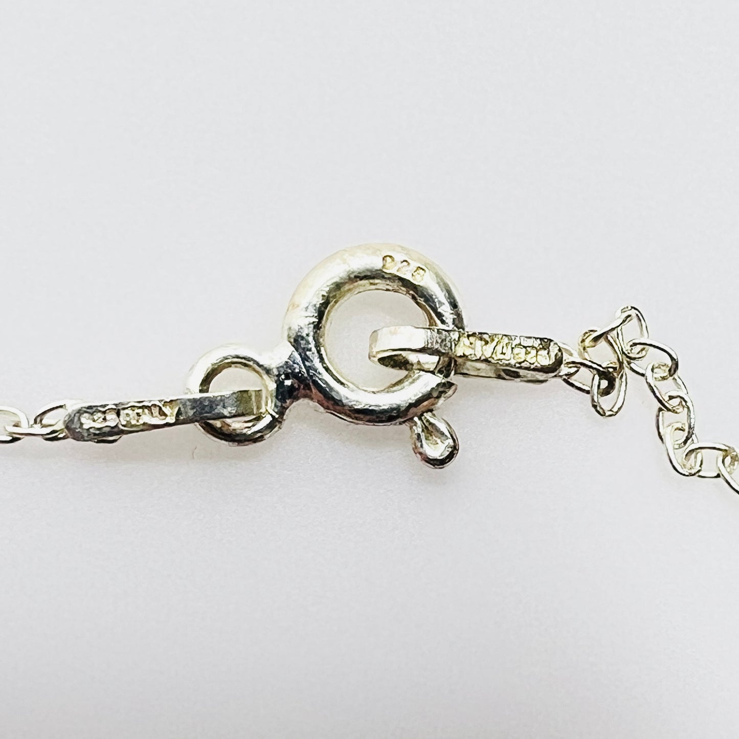 925 sterling silver clasp and chain details on vintage Delft necklace