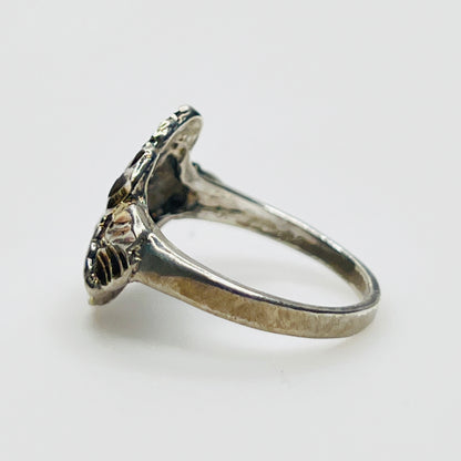 Side profile of vintage .925 sterling silver statement ring